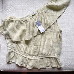 *NWT* American Eagle off shoulder crinkle tank in pastel green.  Size small.